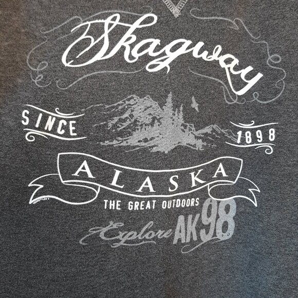 Skagway Alaska Gray Distressed Round Neck Raglan Sleeves Sweatshirt XL - Picture 2 of 7